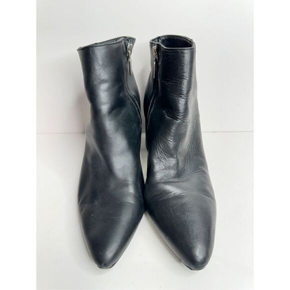 Blondo‎ Ankle Boots Size 9 Black Leather Pointed Toe Block Heel Booties - Picture 3 of 9